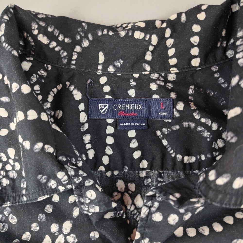 Cremieux Classics Mens Large Black Short Sleeve Button Down Shirt Beach Casual - Picture 2 of 16